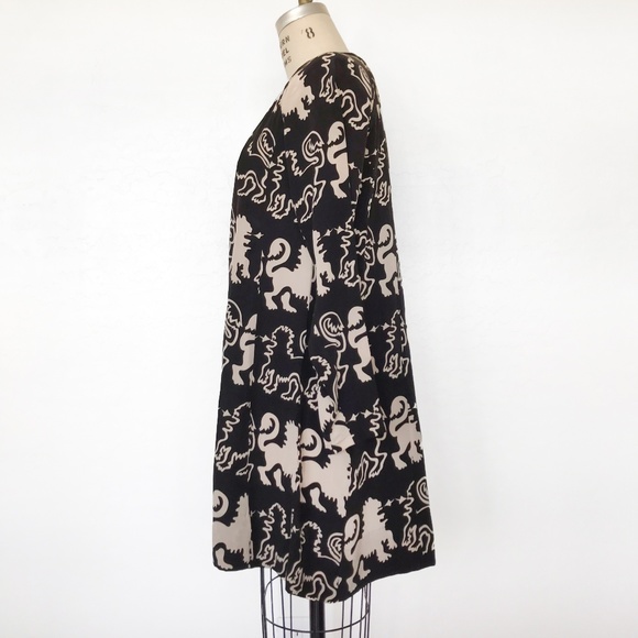 APRIL, MAY - Long Sleeve Printed Trapeze Dress - Picture 2 of 4